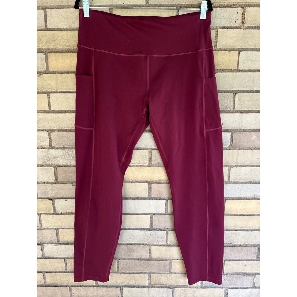 IUGA Womens High Waisted Active Leggings with Pockets Burgundy Red Size 2XL XXL